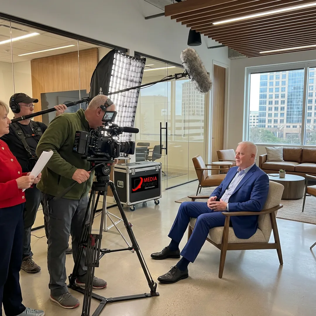 Client testimonial video interview setup in Austin