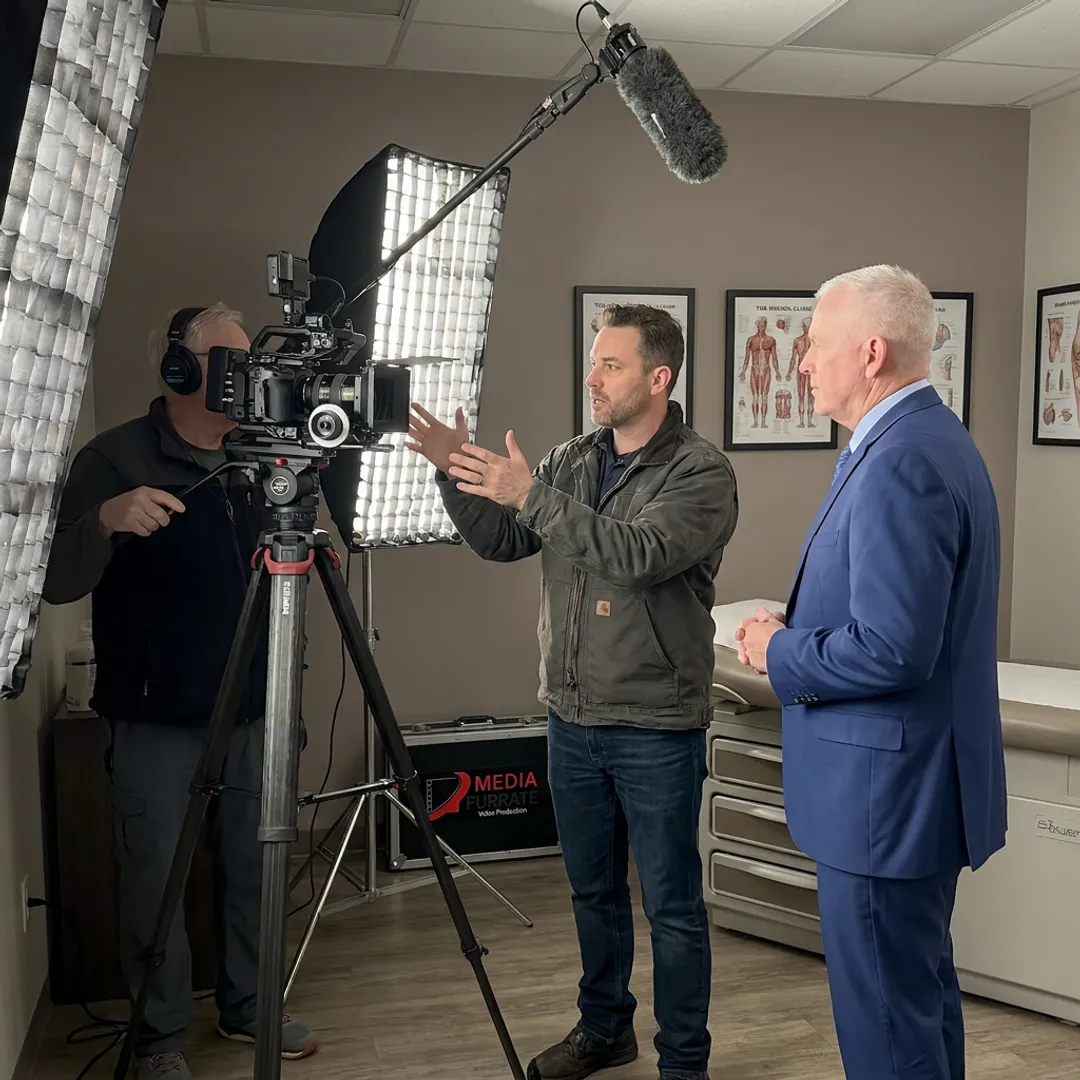 Producer directing a healthcare video interview