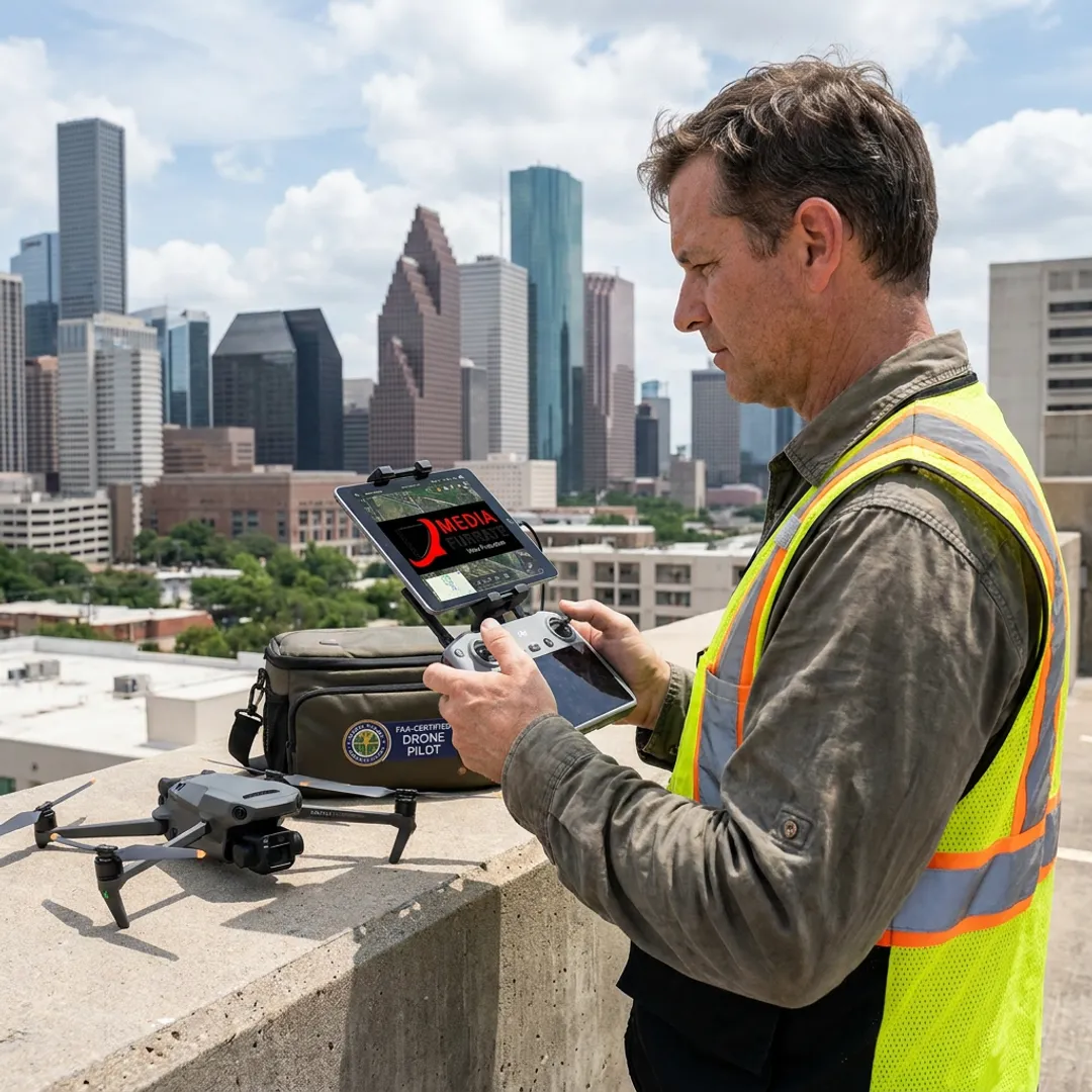 Drone pilot planning an aerial shoot