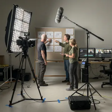 Video team planning a production workflow