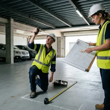 Technicians planning a custom car lift installation
