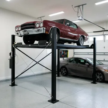 Car lift in a residential garage