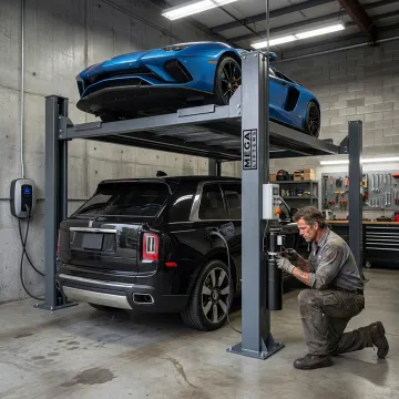 Custom car lifts in a Houston parking facility