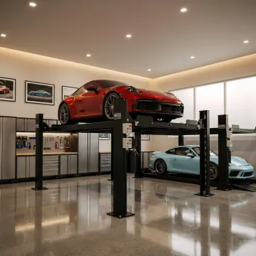 Car lift in a home garage