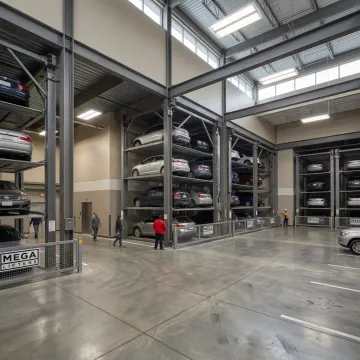 Vehicles stacked on parking lift systems