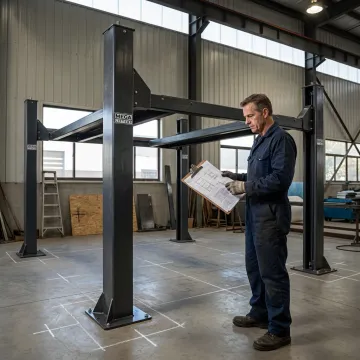 Two post car lift planning in garage bay