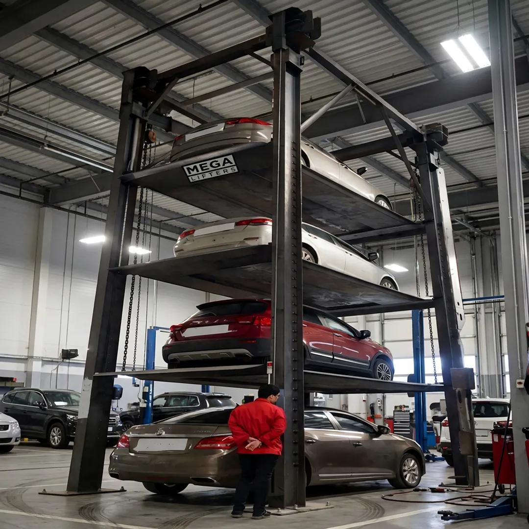 Custom automobile lift stacking cars