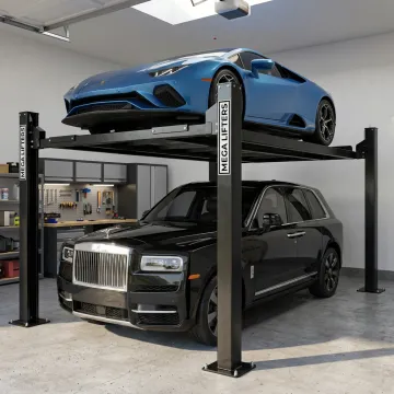 Custom car lift in a residential garage
