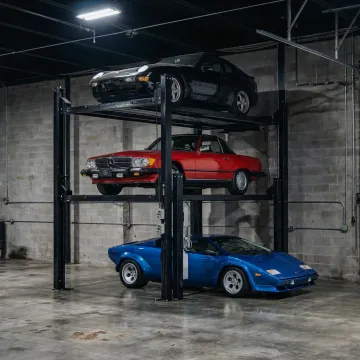 Car storage lift system in a modern garage