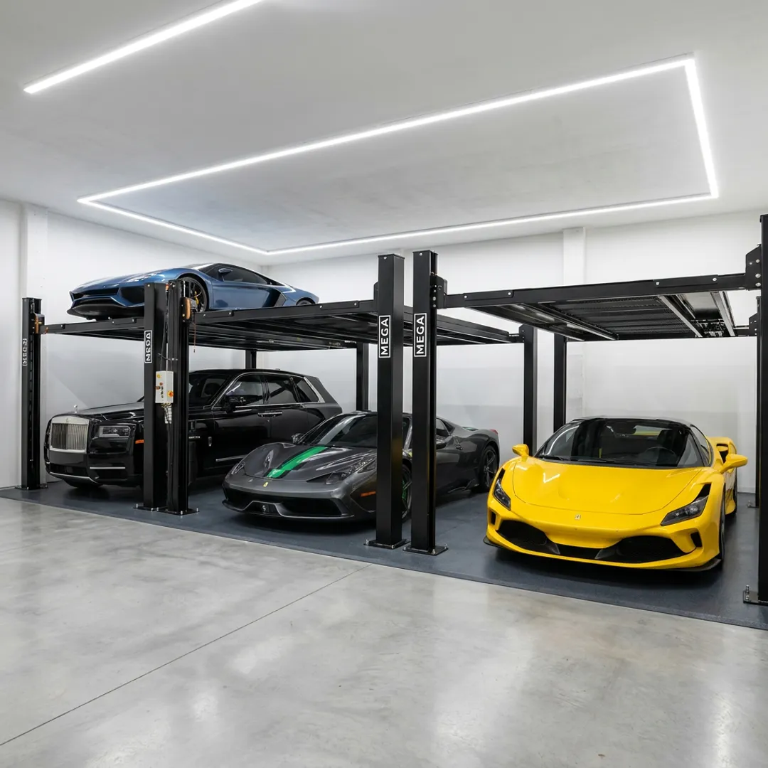 Custom car lift in a garage or auto shop
