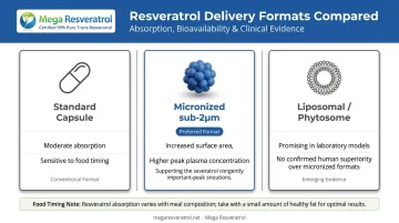 Three resveratrol bioavailability delivery formats compared micronization liposomal standard capsule