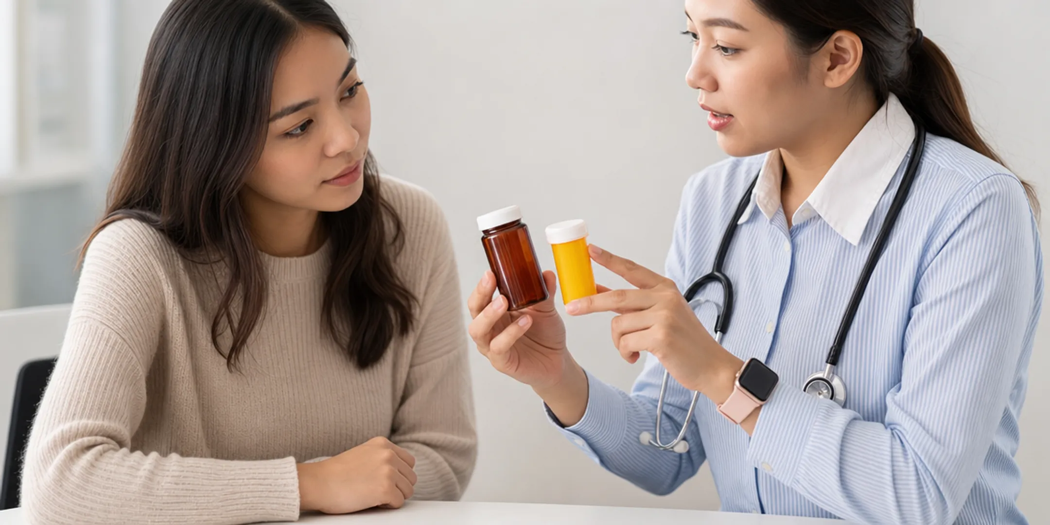 Doctor consulting patient about supplement safety and medication interactions