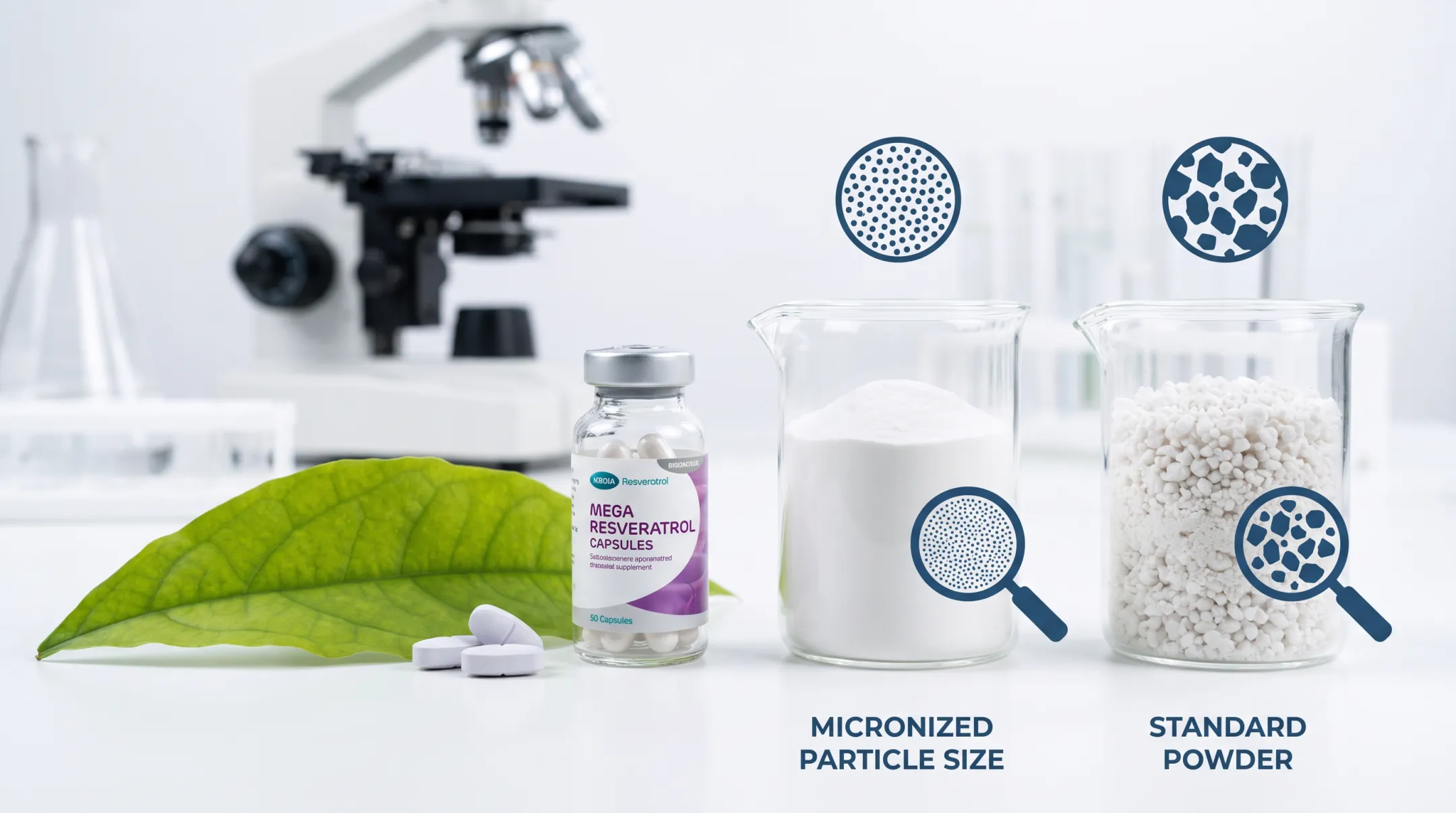 Mega Resveratrol micronized capsules with lab purity testing certificate
