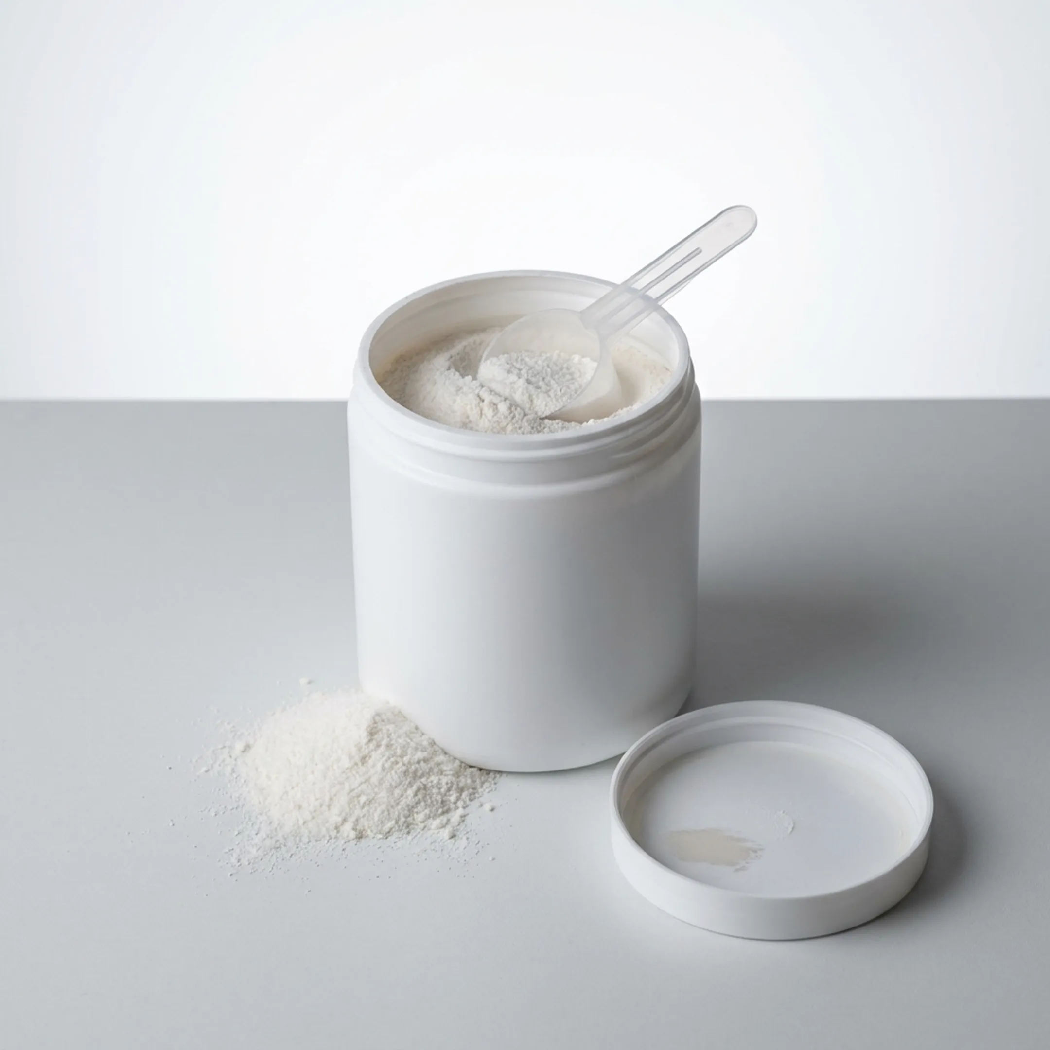 Pure NMN powder in a supplement jar