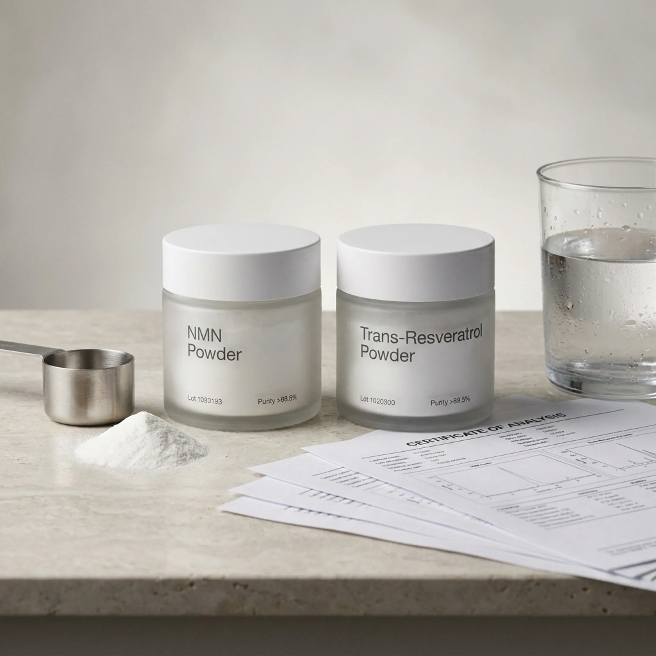 NMN and resveratrol powder supplements