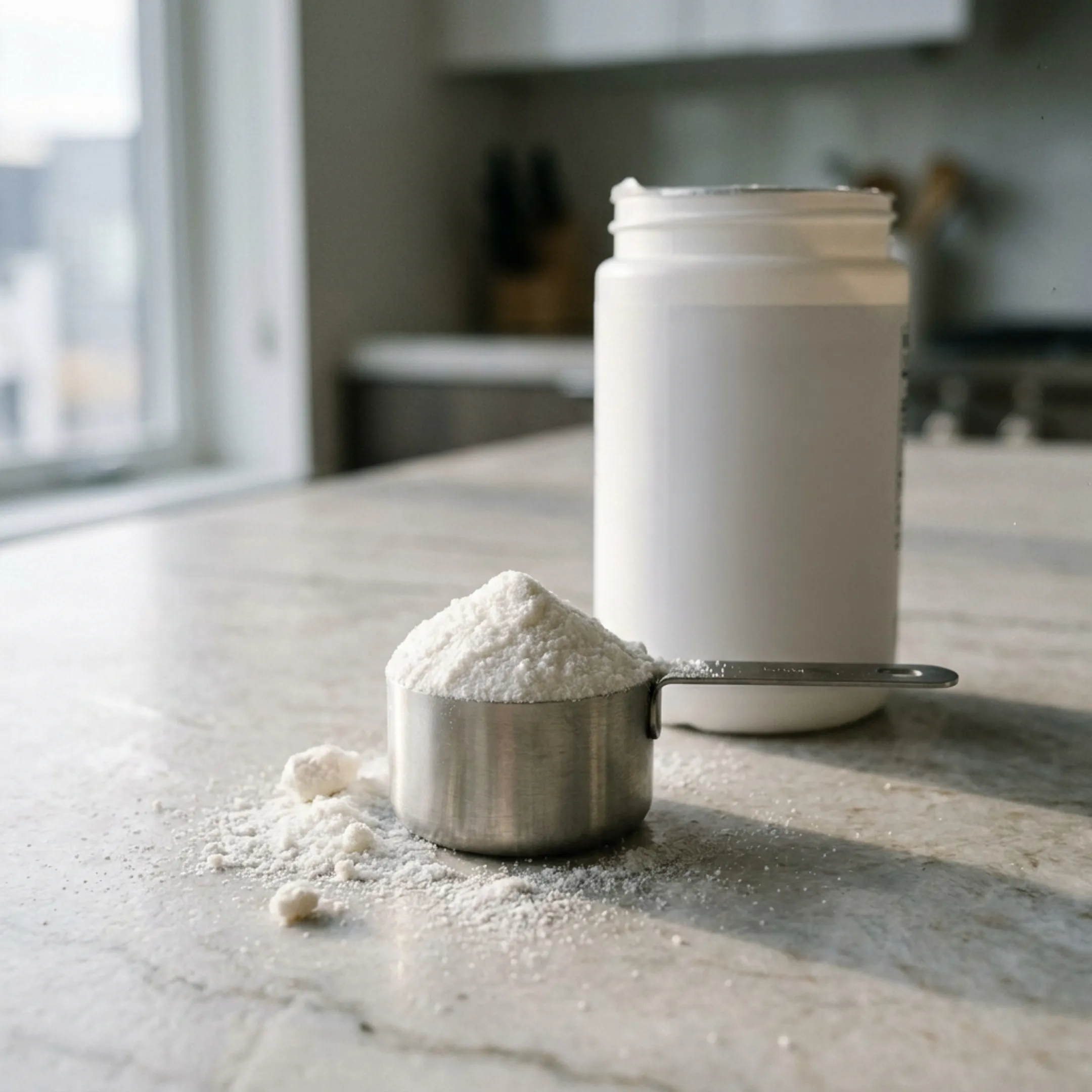 NMN powder prepared with a measuring scoop