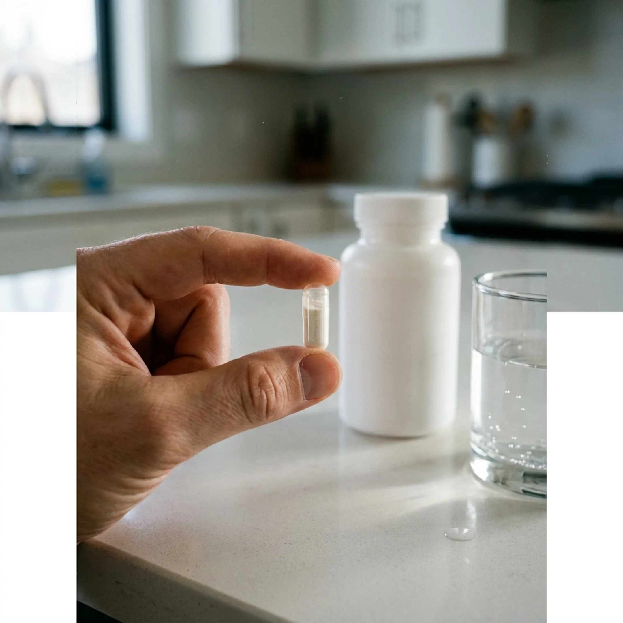 Person holding NMN supplement capsules