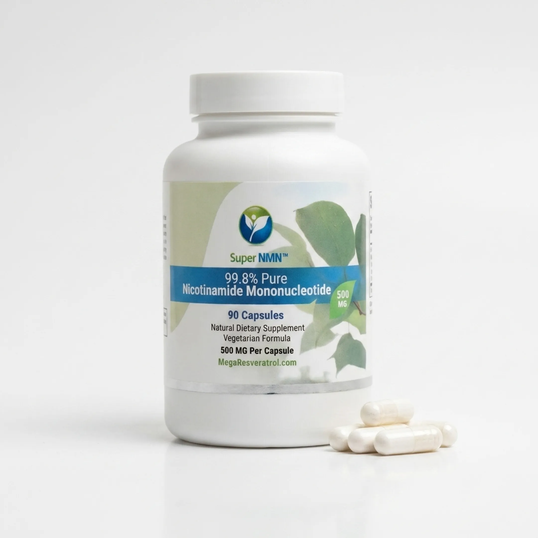 Bottle of Pure NMN 500 mg vegetarian capsules