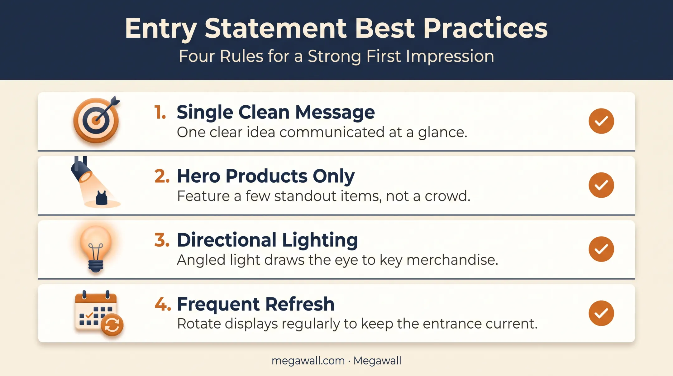Entry statement retail display best practices checklist infographic