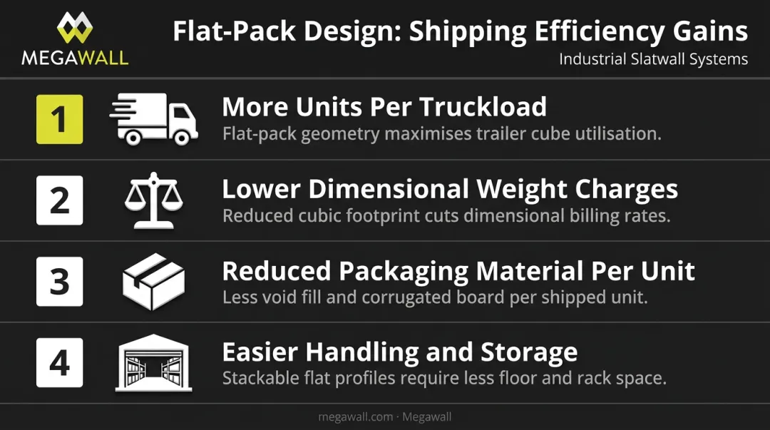 Four flat-pack display shipping efficiency benefits reducing freight emissions and costs