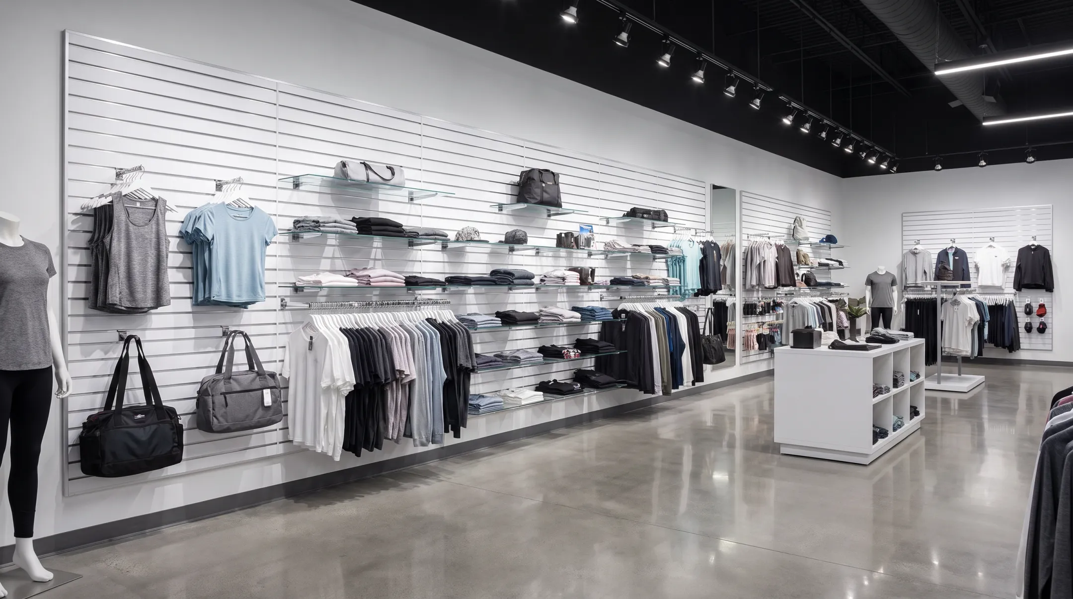 Slatwall display fixture system with concealed fasteners holding retail merchandise