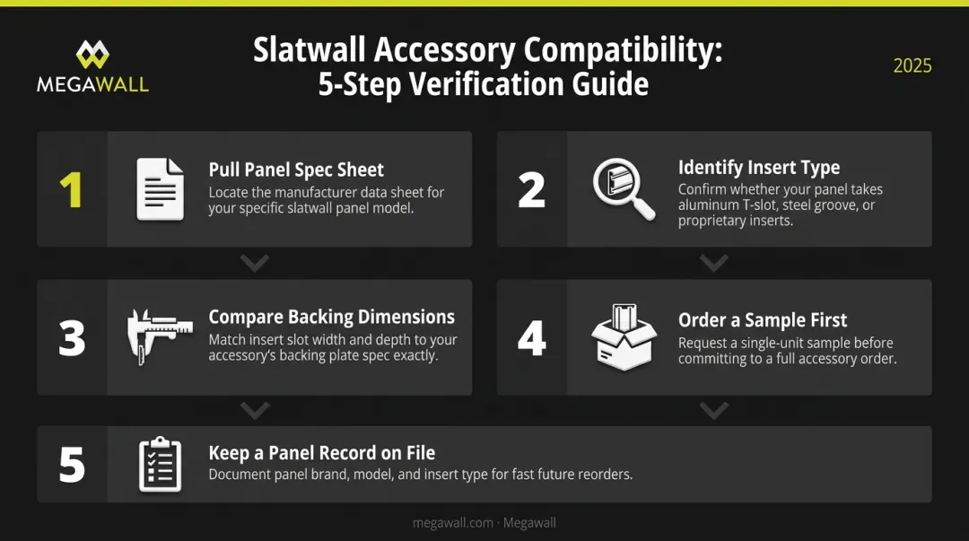 5-step slatwall accessory compatibility verification process before bulk purchasing