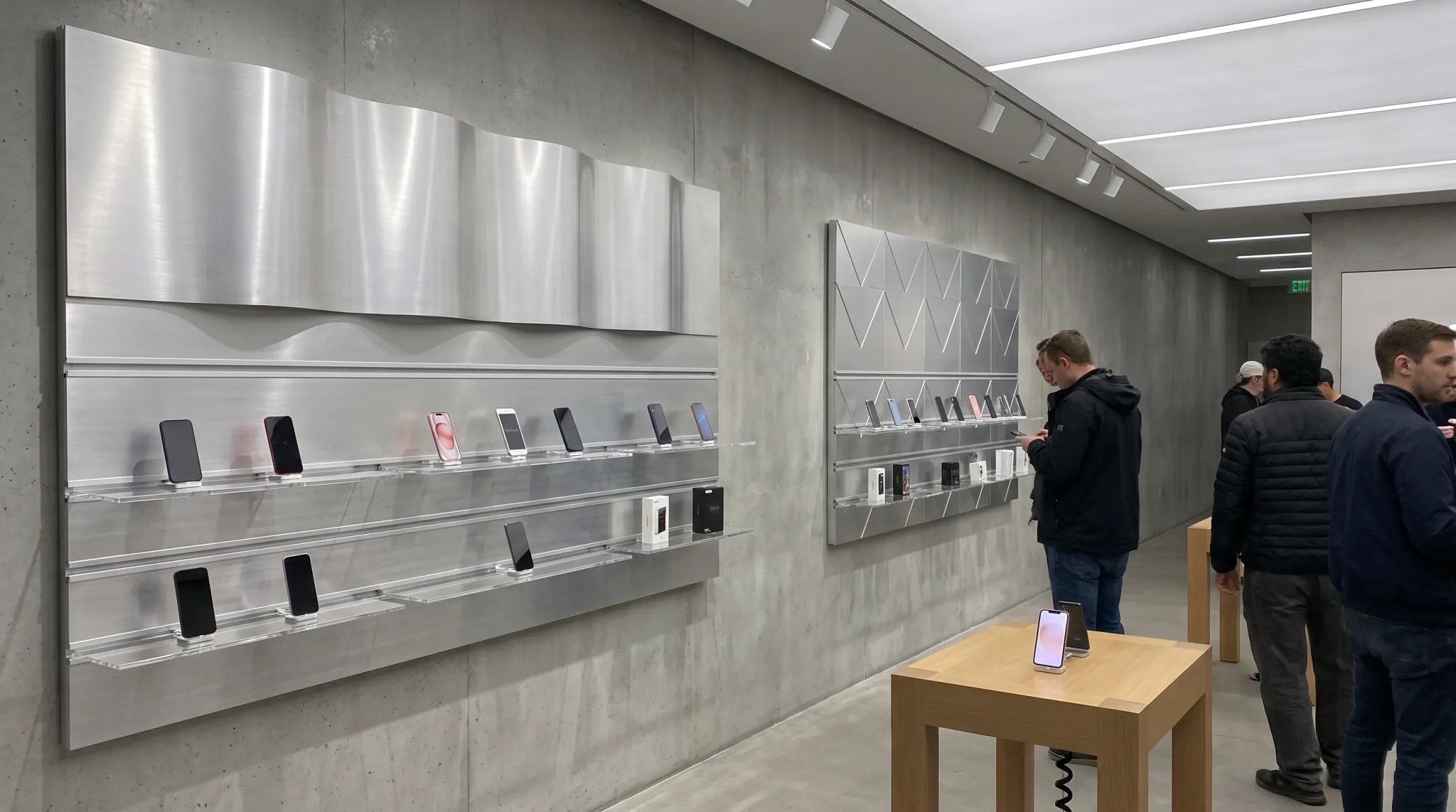 Modern aluminum V-Wall and WaveWall fixture display systems