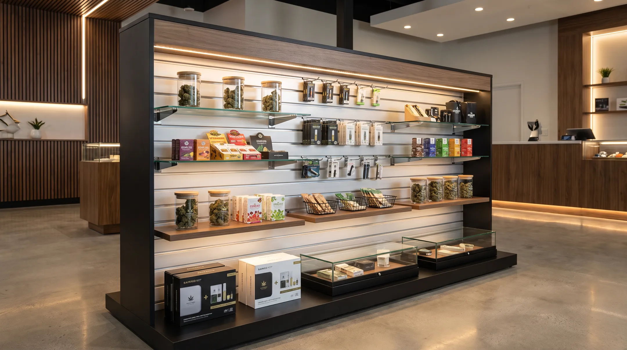 Slatwall display system with modular shelving and product hooks