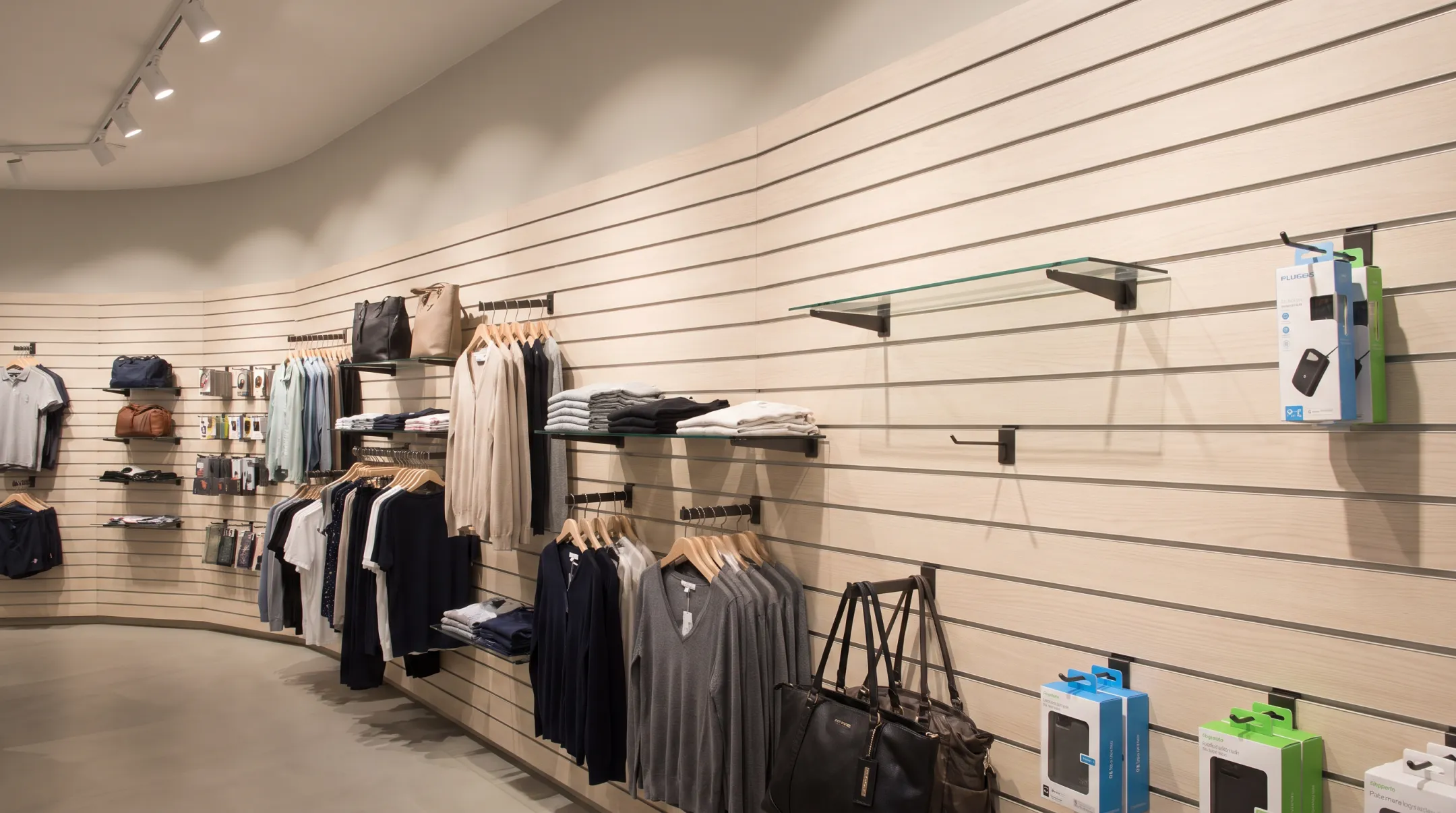 Megawall slatwall fixture with concealed fasteners and clean uniform face