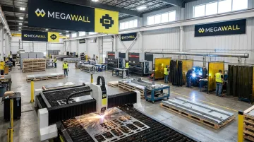 Megawall 45000 square foot fabrication facility with in-house laser cutting and metal forming equipment