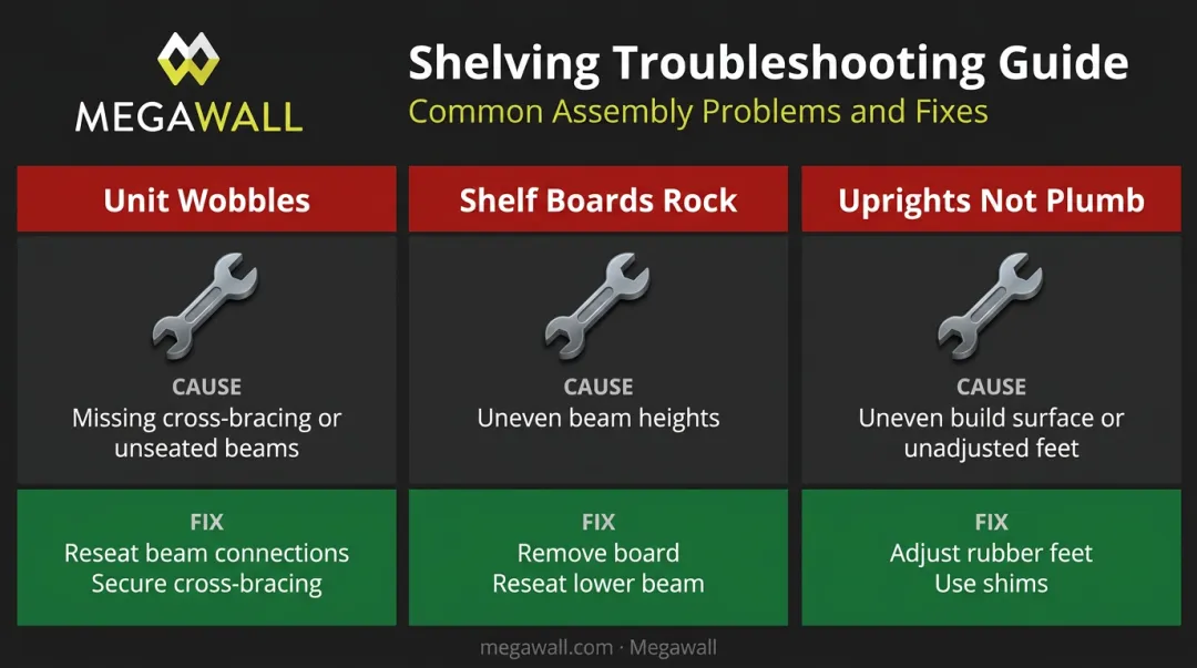 Three common steel shelving assembly problems causes and fixes comparison chart