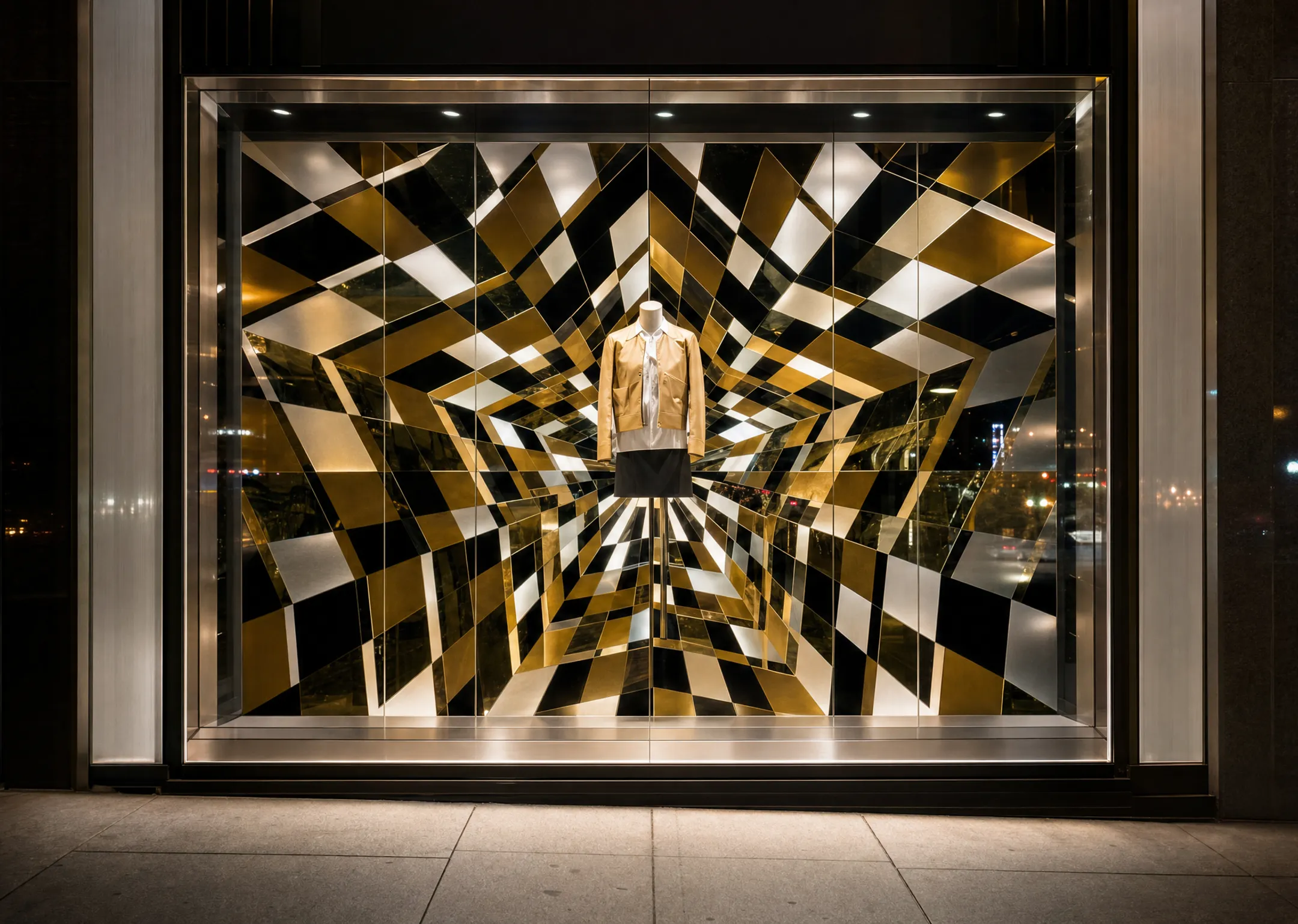 Well-designed retail storefront window display with single focal point
