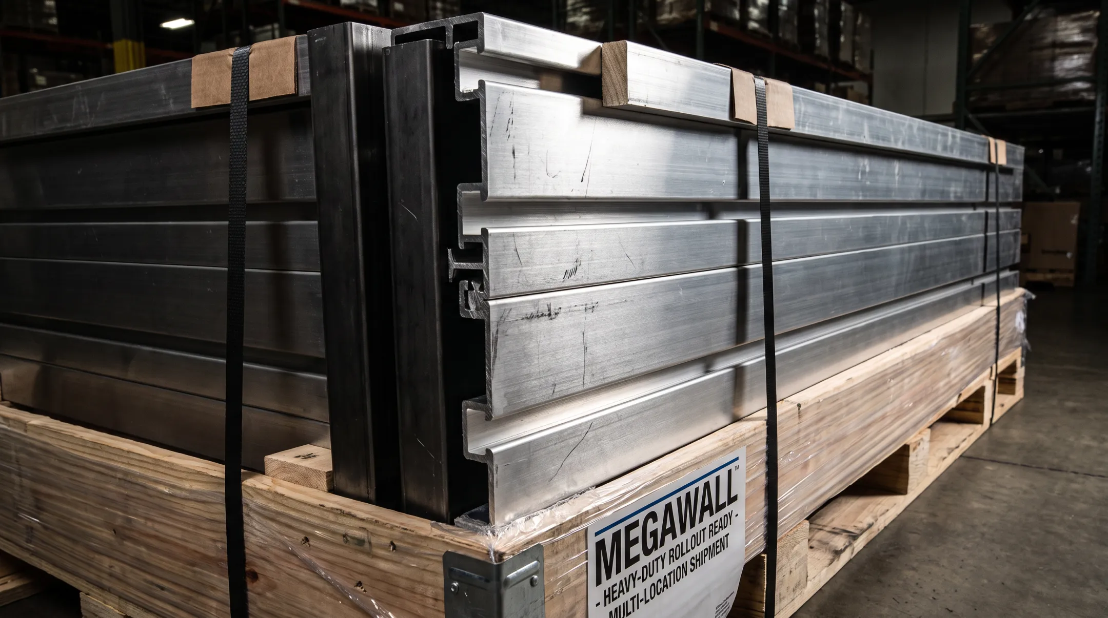 Megawall steel slatwall fixture system engineered for durable shipping