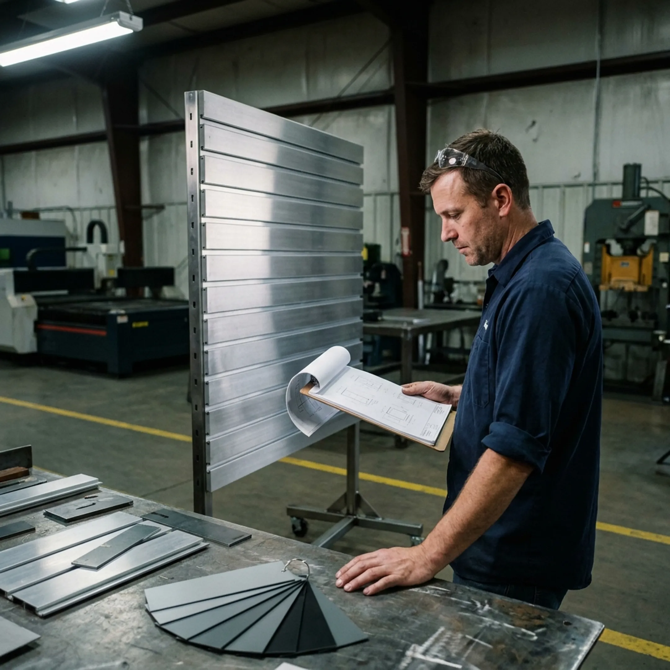 Designer planning a custom metal retail display