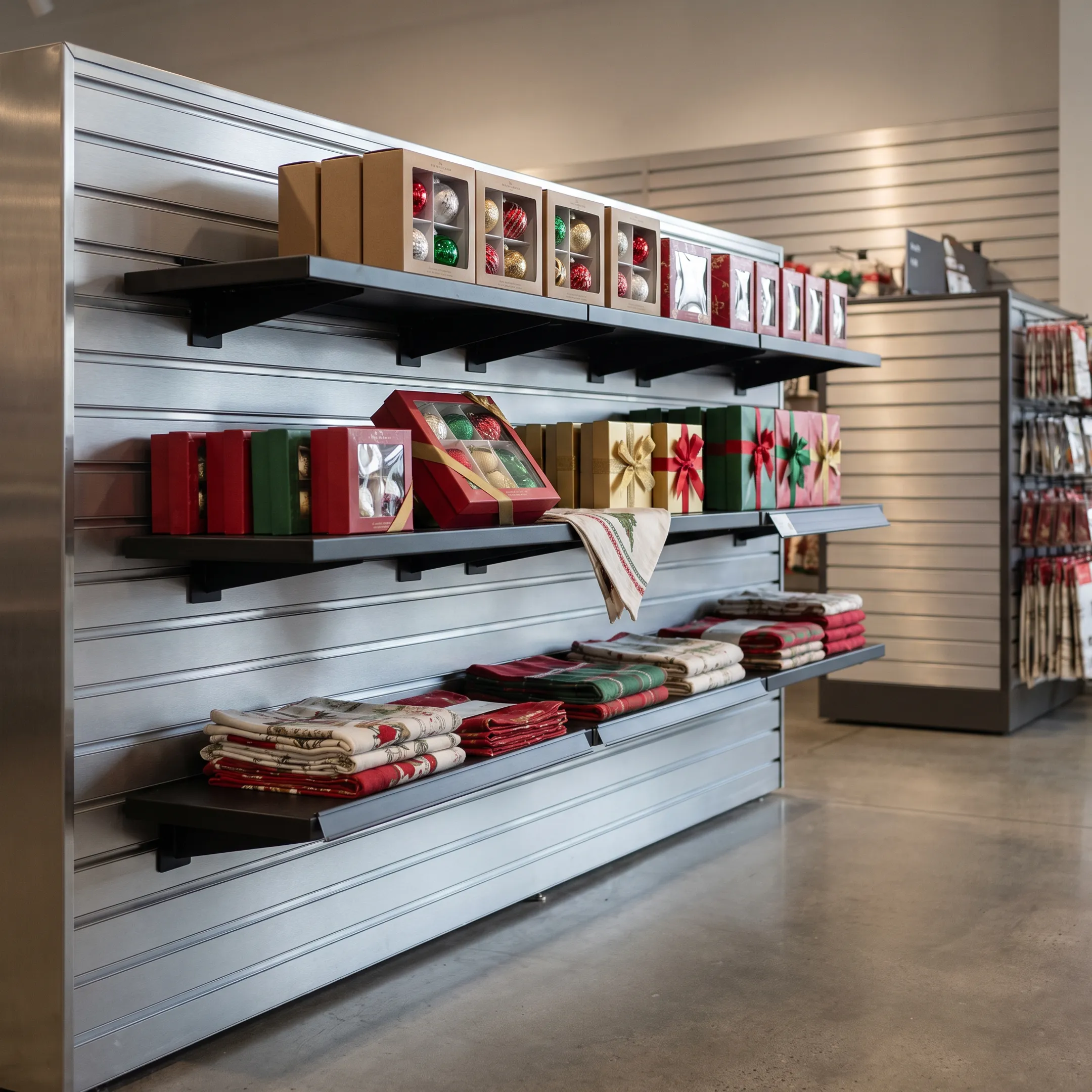 Seasonal retail display with L brackets