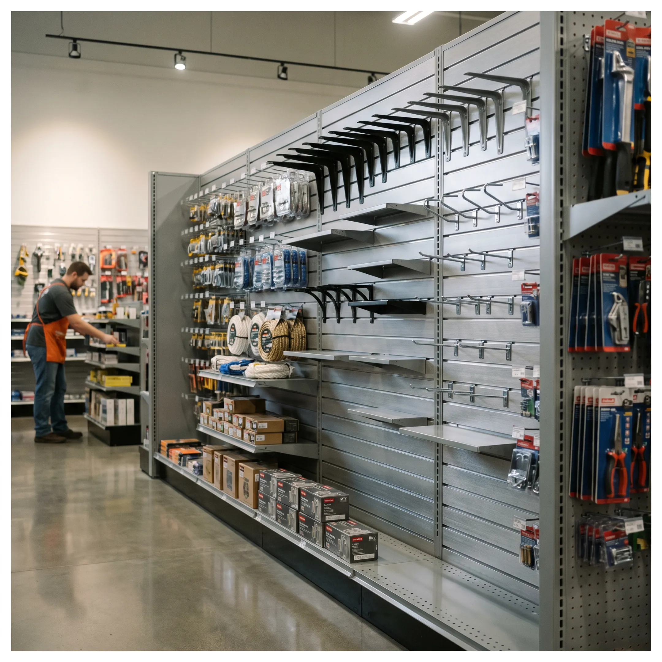 Hardware store shelving