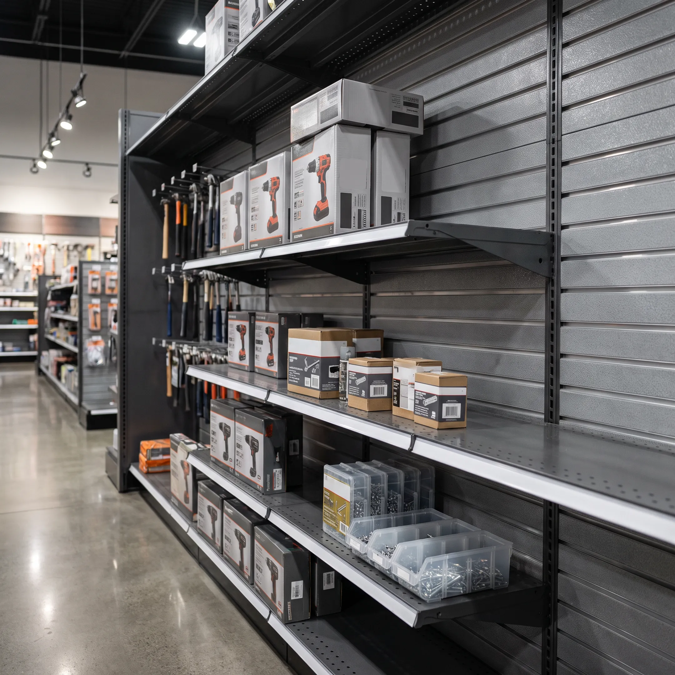 Hardware store shelving