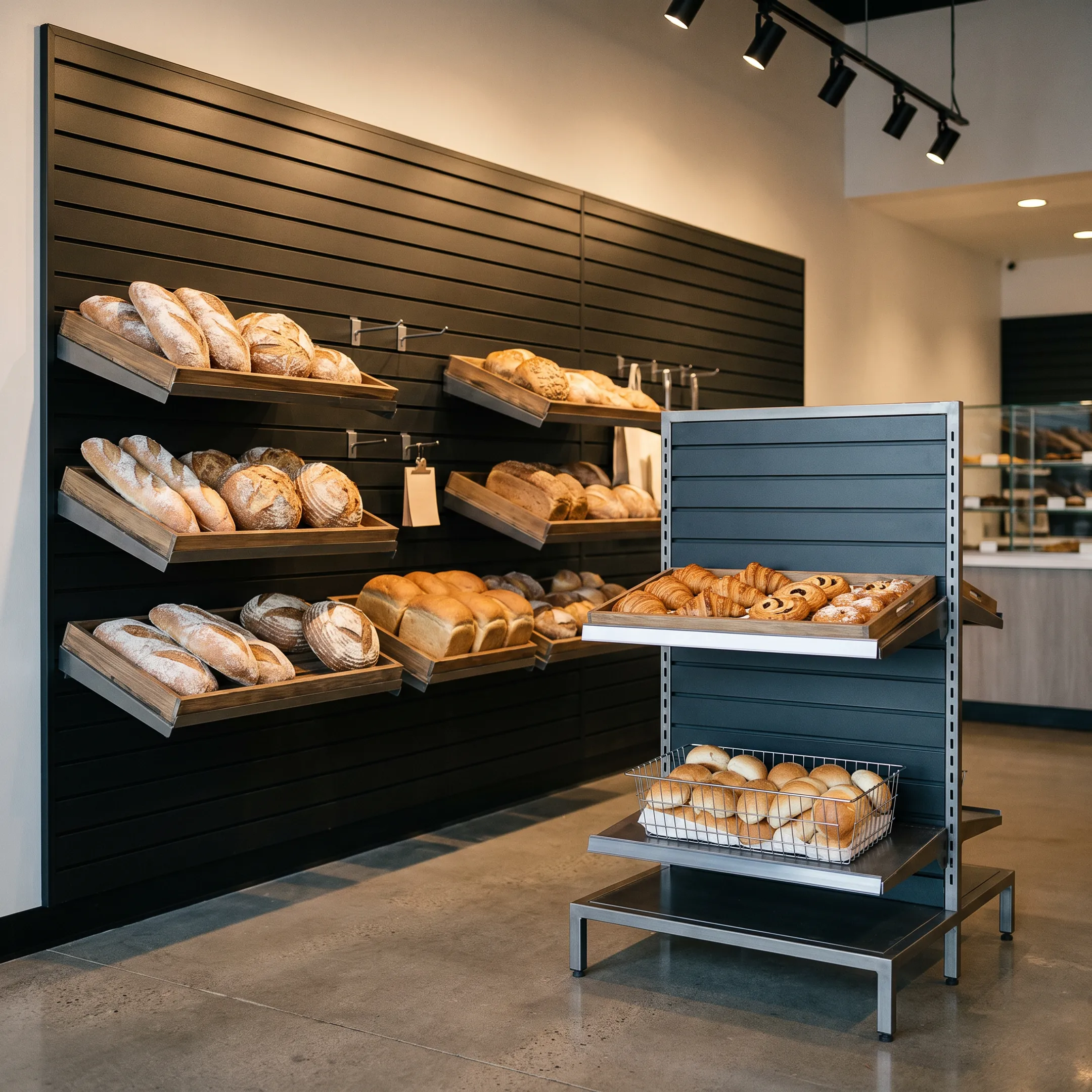 Retail bakery display shelving