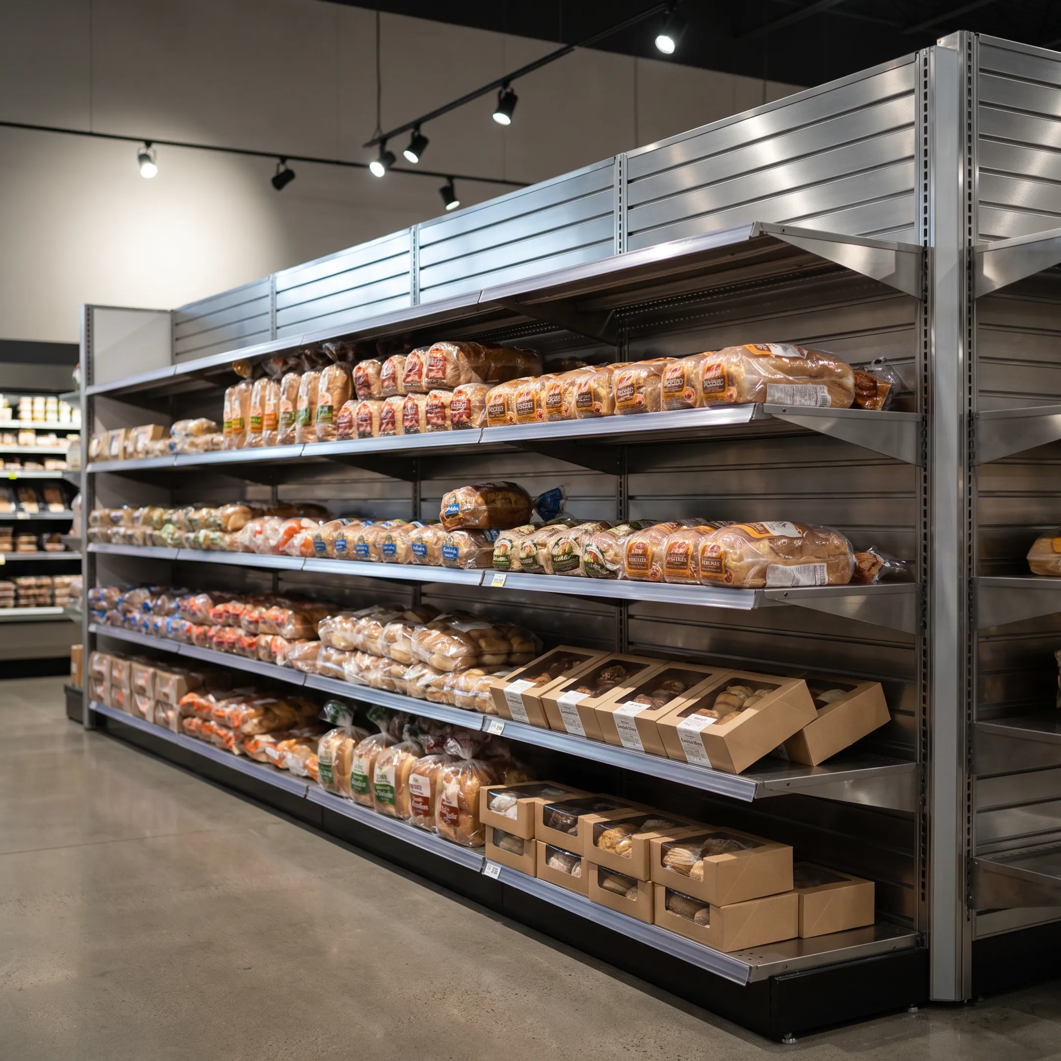 Supermarket bakery department shelving