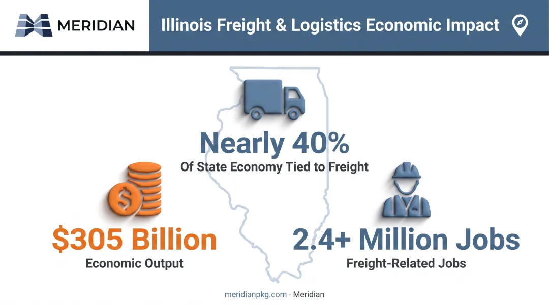 Illinois freight industry economic impact statistics infographic overview