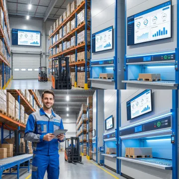 Digital warehouse inventory management dashboard showing real-time pallet tracking
