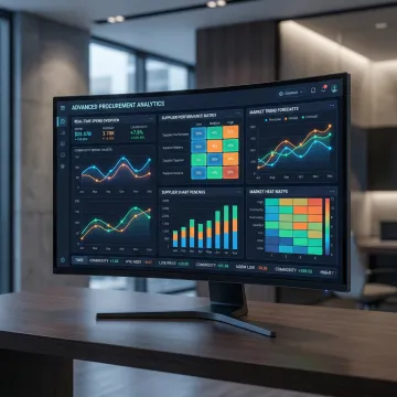 Digital dashboard displaying pallet procurement analytics and supplier performance metrics