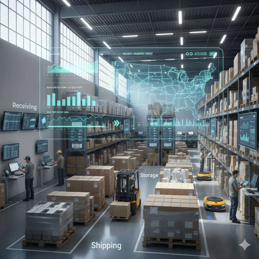 Warehouse operations with organized pallet inventory and supply chain management systems