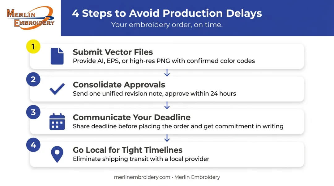 4-step process to keep custom hoodie embroidery order on schedule and avoid delays