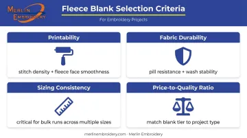 Four-criteria blank crewneck sweatshirt selection framework for screen printing projects