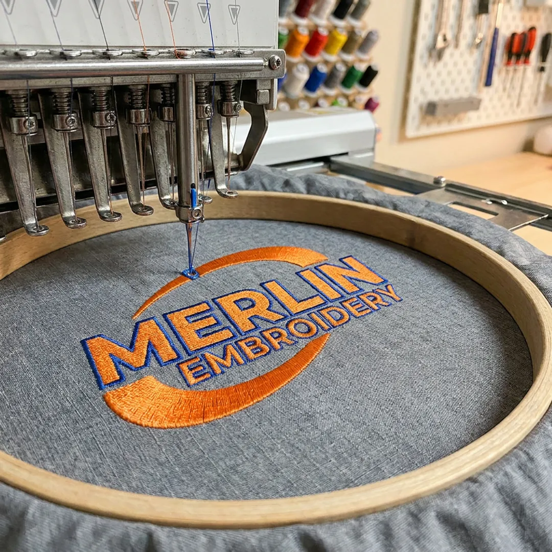 Logo embroidery on custom windbreaker jacket