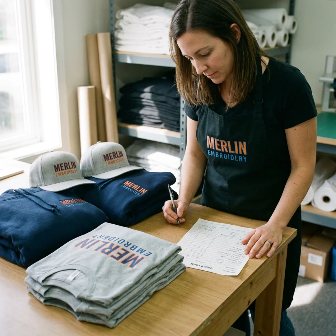 Custom fundraising apparel being organized for a school team