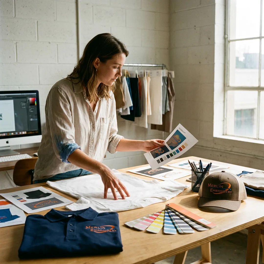 Screen print artwork review with blank shirts