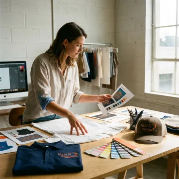 Screen print artwork review with blank shirts