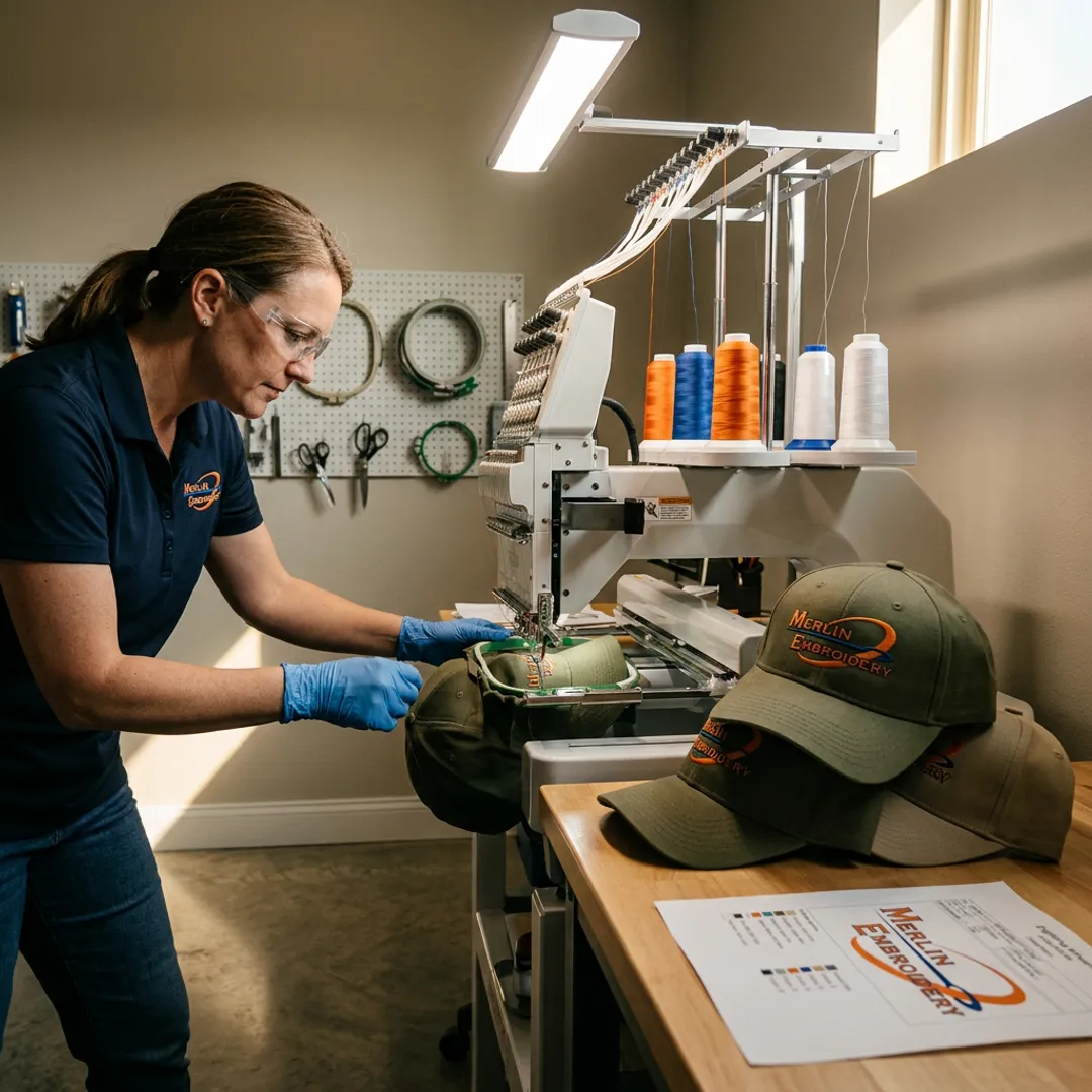Custom military hat embroidery process